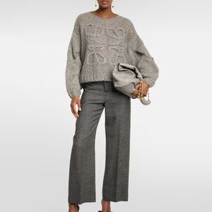 Loewe  anagram open-knit mohair-blend sweater - grey